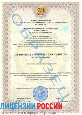 Образец сертификата соответствия аудитора №ST.RU.EXP.00006191-3 Фрязино Сертификат ISO 50001